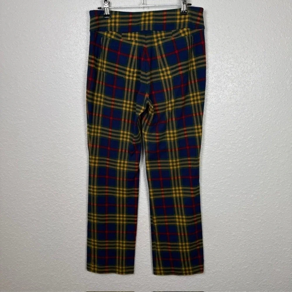 J.McLaughlin Masie Pant Trousers Plaid Blue Yellow Red Stretch Pull On XS